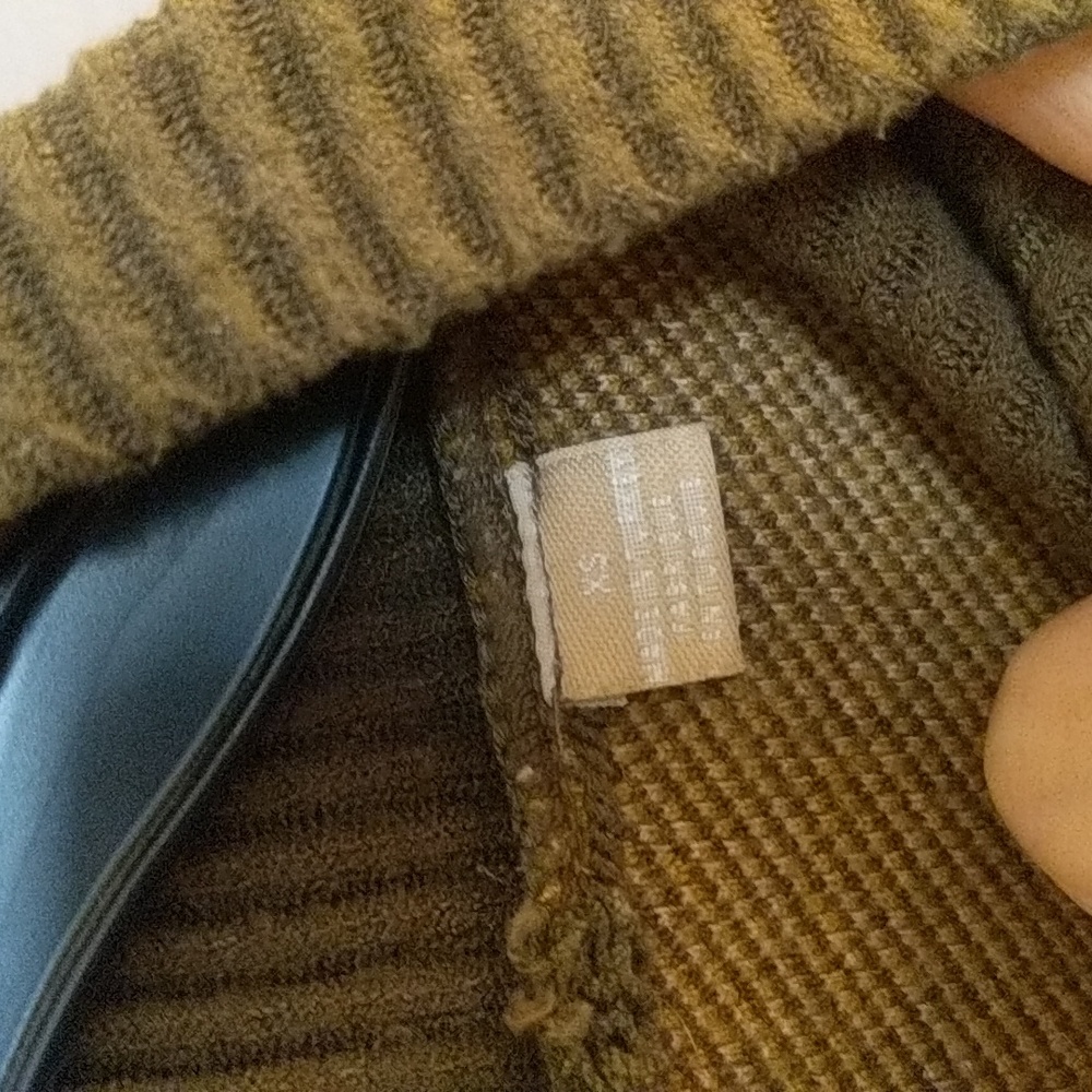 Anthropologie mock neck Bell sleeve olive green sweater - Picture 4 of 4